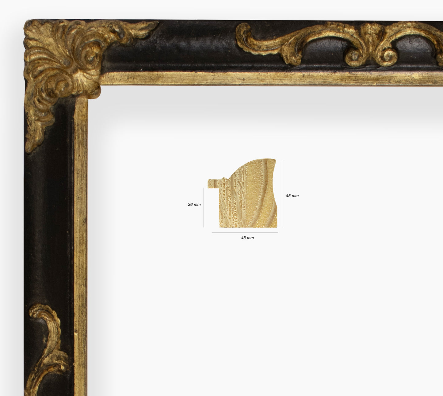 Miroirs ancien sur mesure noir et or antique cor.227.601