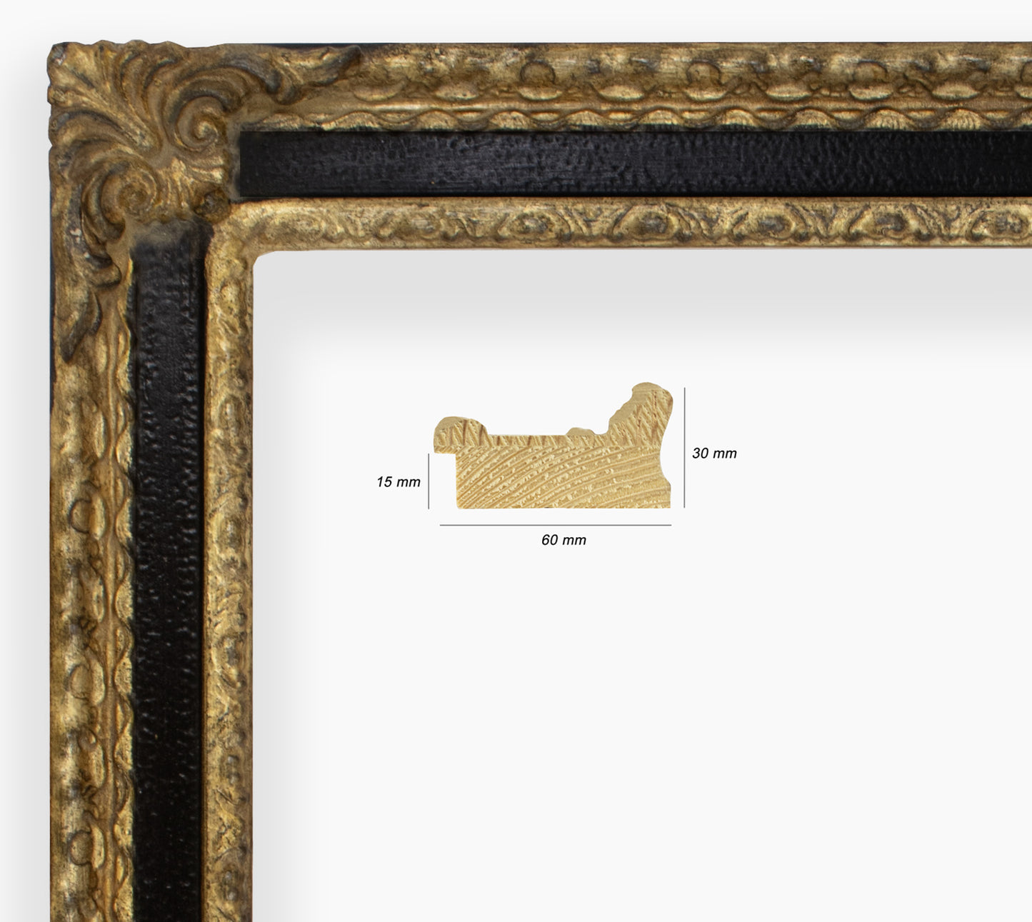Miroirs ancien sur mesure noir et or cor.343.601