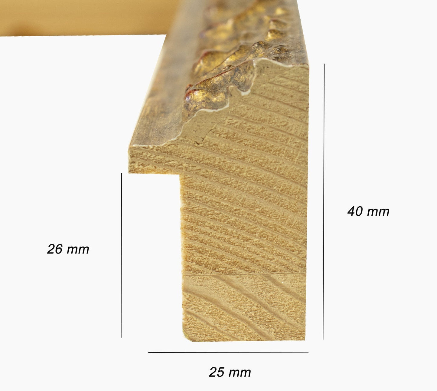 426.230 cadre en bois à la feuille d'or antique mesure de profil 26x42 mm Lombarda cornici S.n.c.