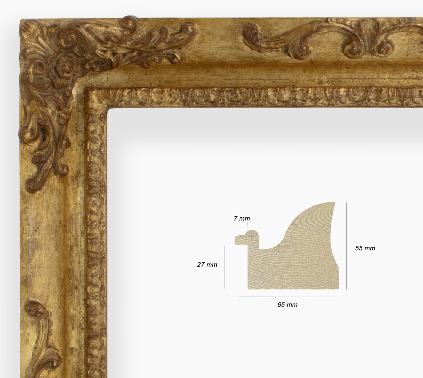 COR.430.010 cadre baroque a la feuille d'or