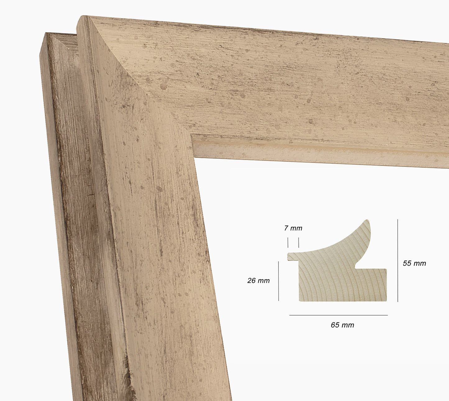 Cadre en bois sur mesure gris tourterelle avec argent 446.2040