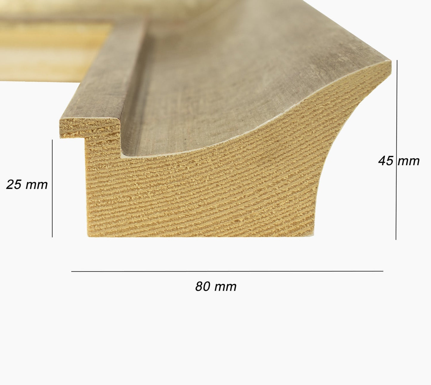 448.231 cadre en bois à la feuille d'argent antique mesure de profil 80x45 mm Lombarda cornici S.n.c.