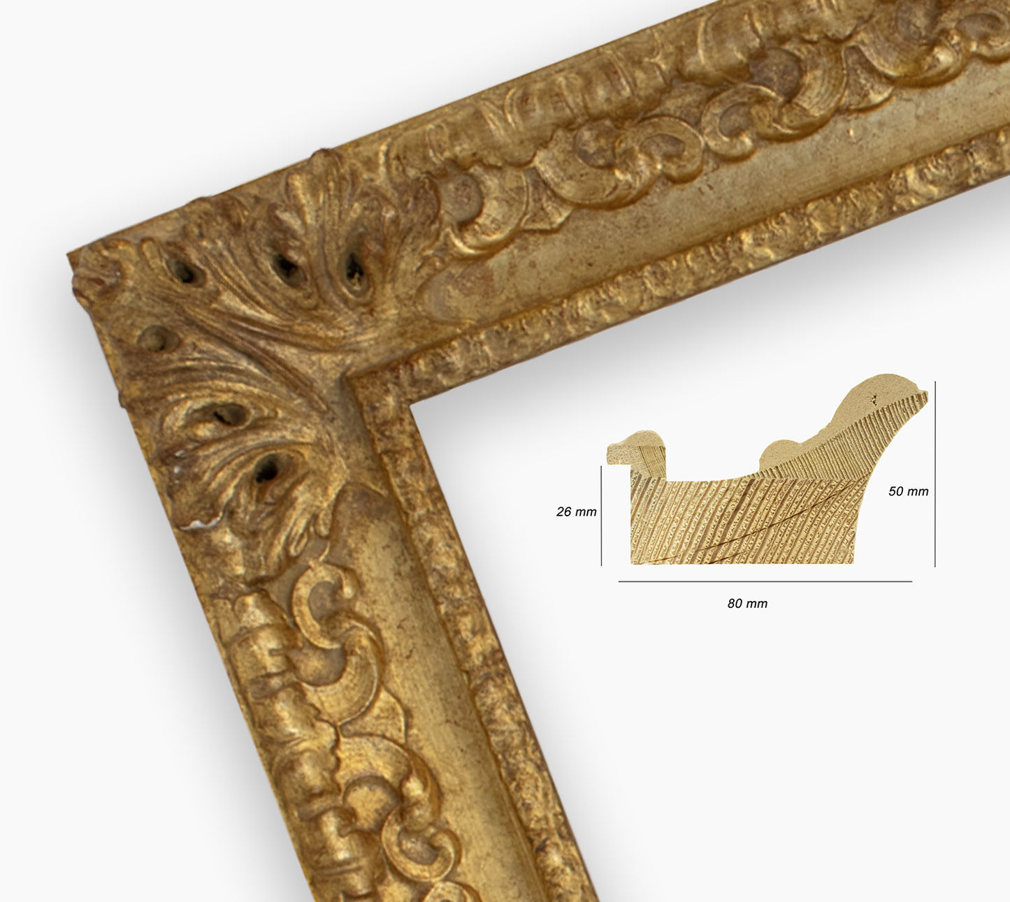 COR.4480.010 cadre baroque a la feuille d'or