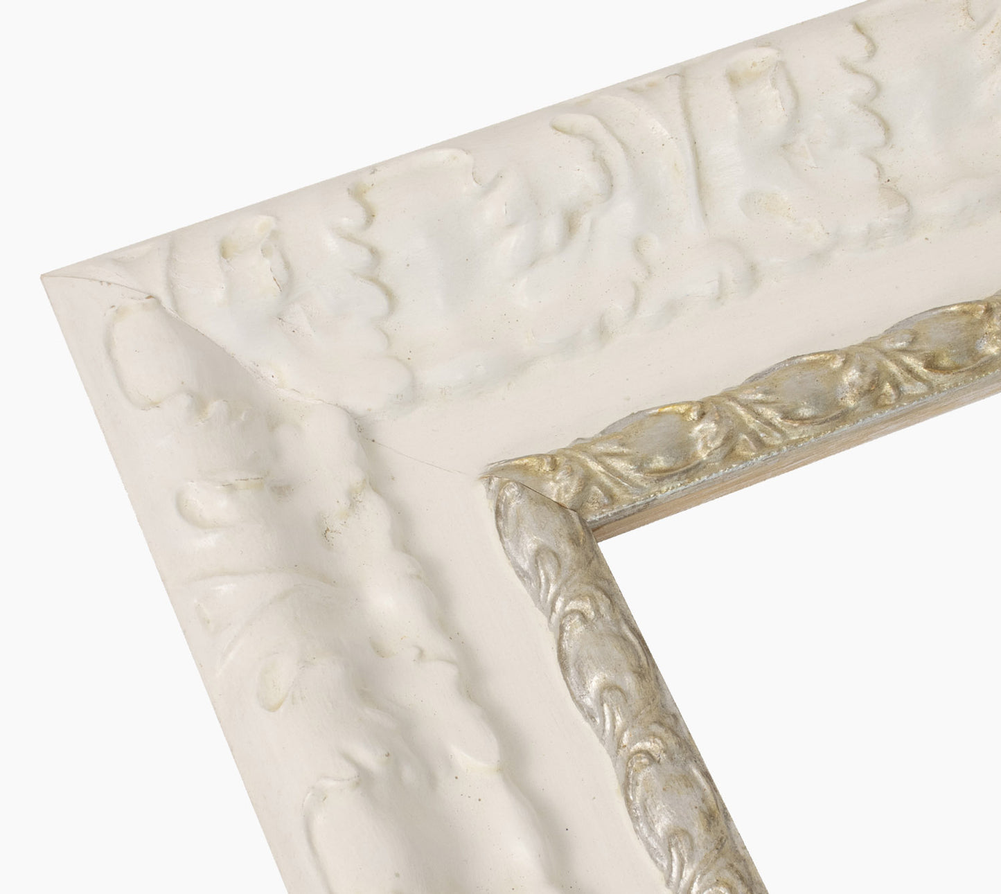Picture frame white wooden with silver 4980.998