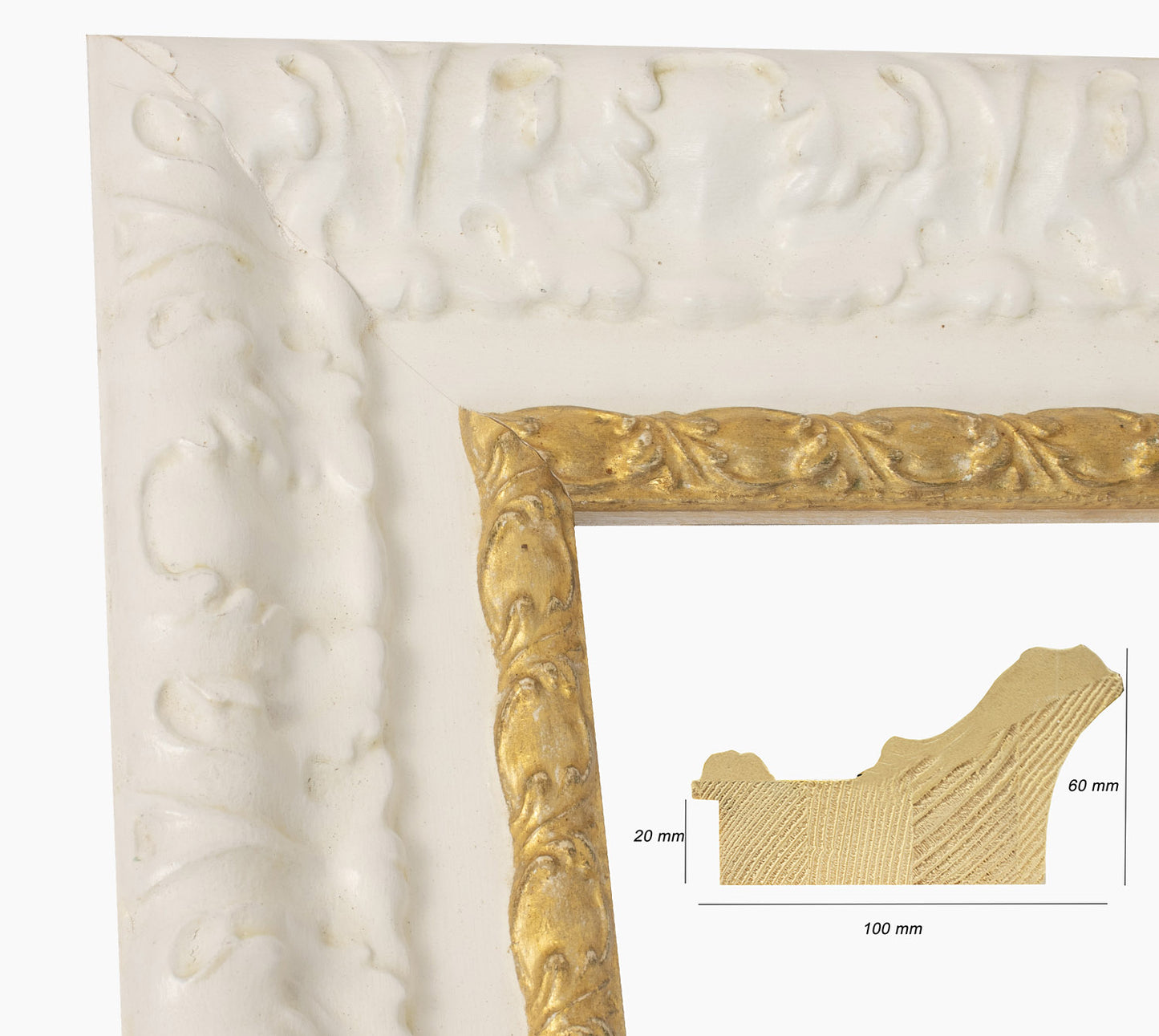 Picture frame white with gold 4980.997