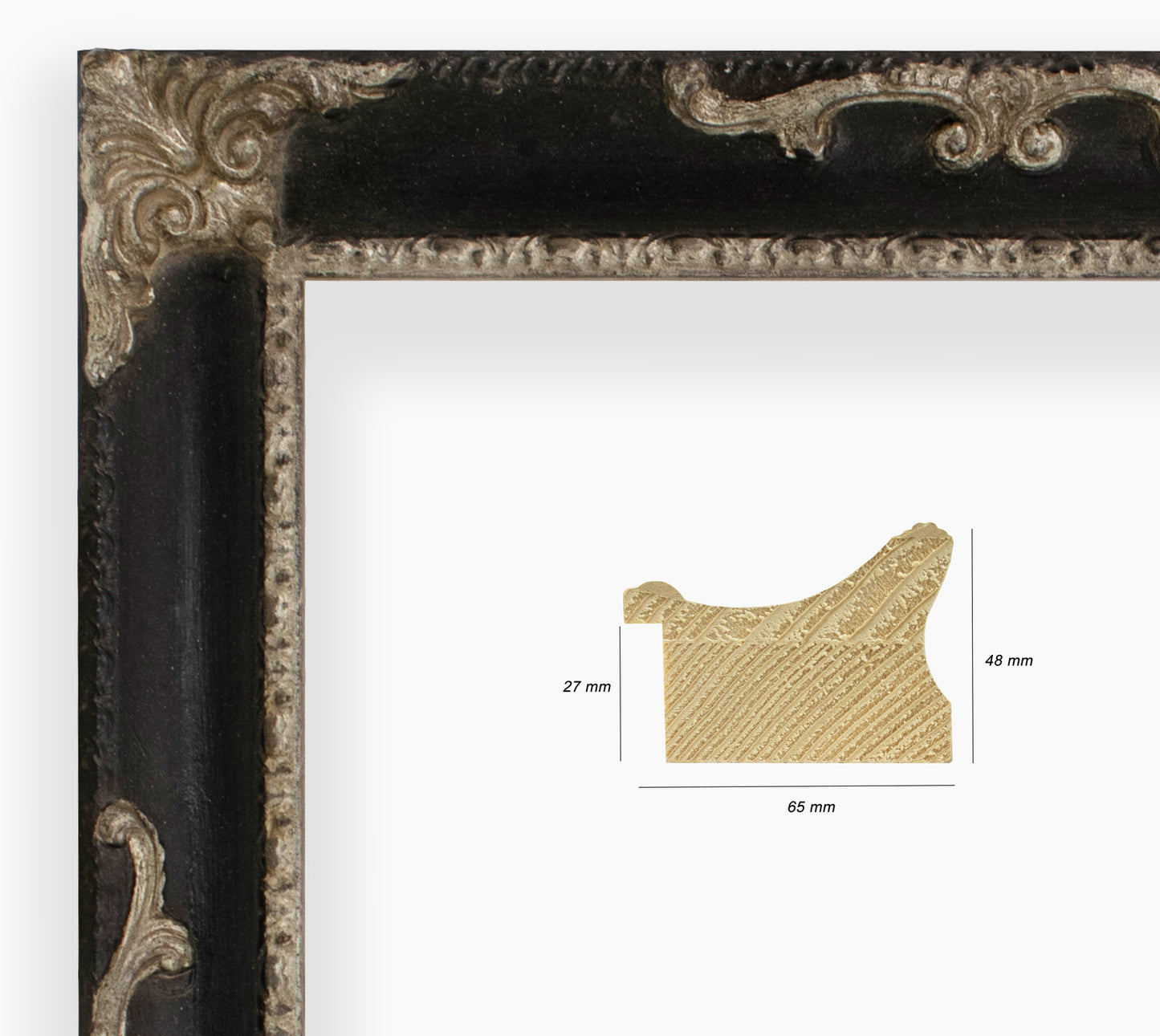 Miroirs ancien sur mesure noir et argent cor.620.602