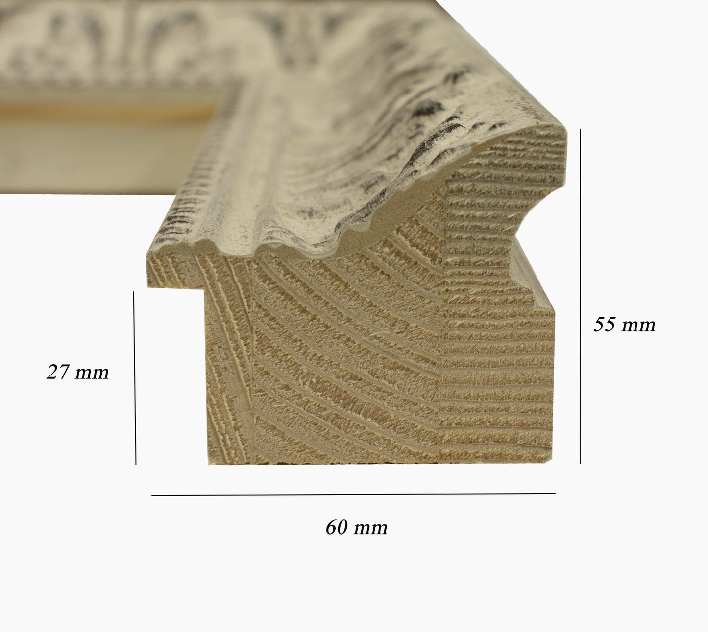 630.2000 crème dégradé noir mesure de profil 60x55 mm Lombarda cornici S.n.c.