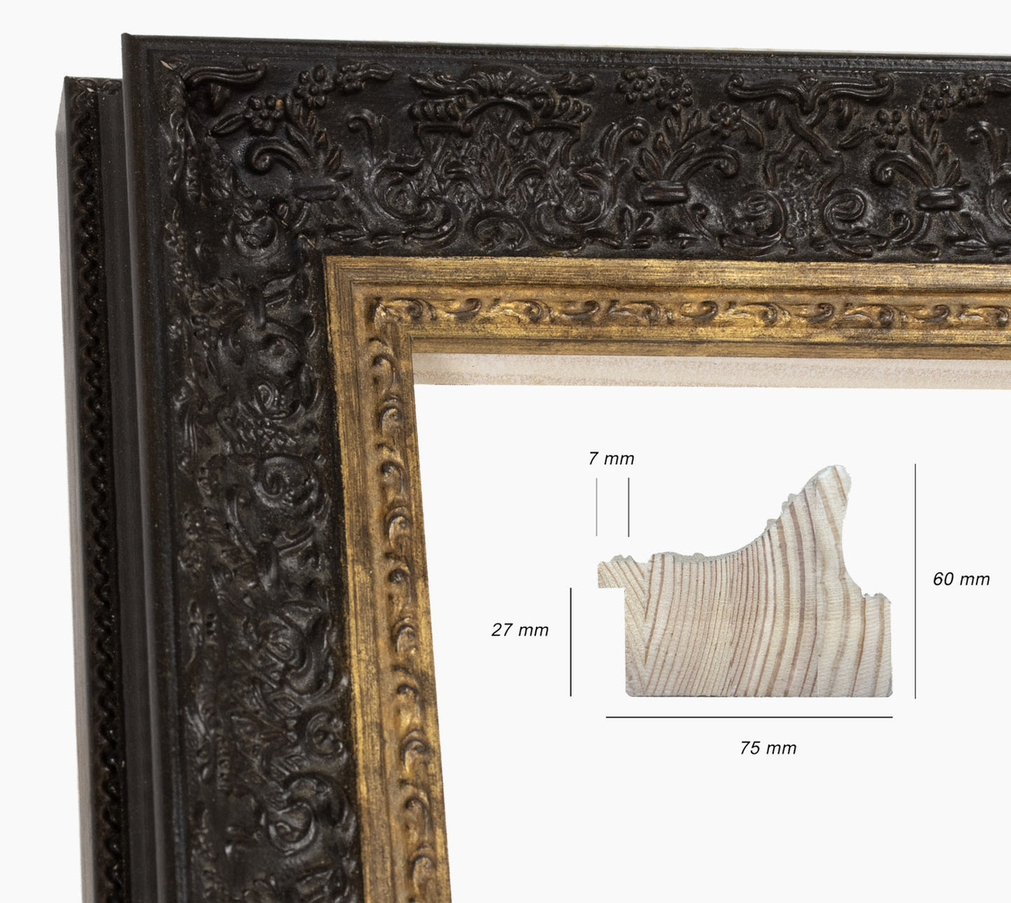 Picture frame baroque black and gold 731.601