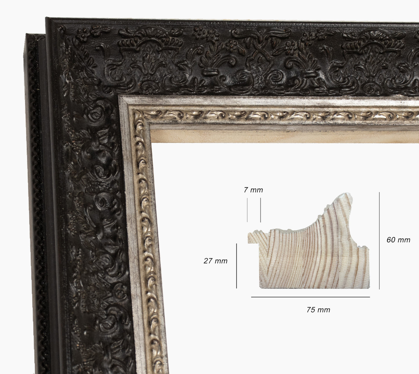 Picture frame baroque black and silver 731.602