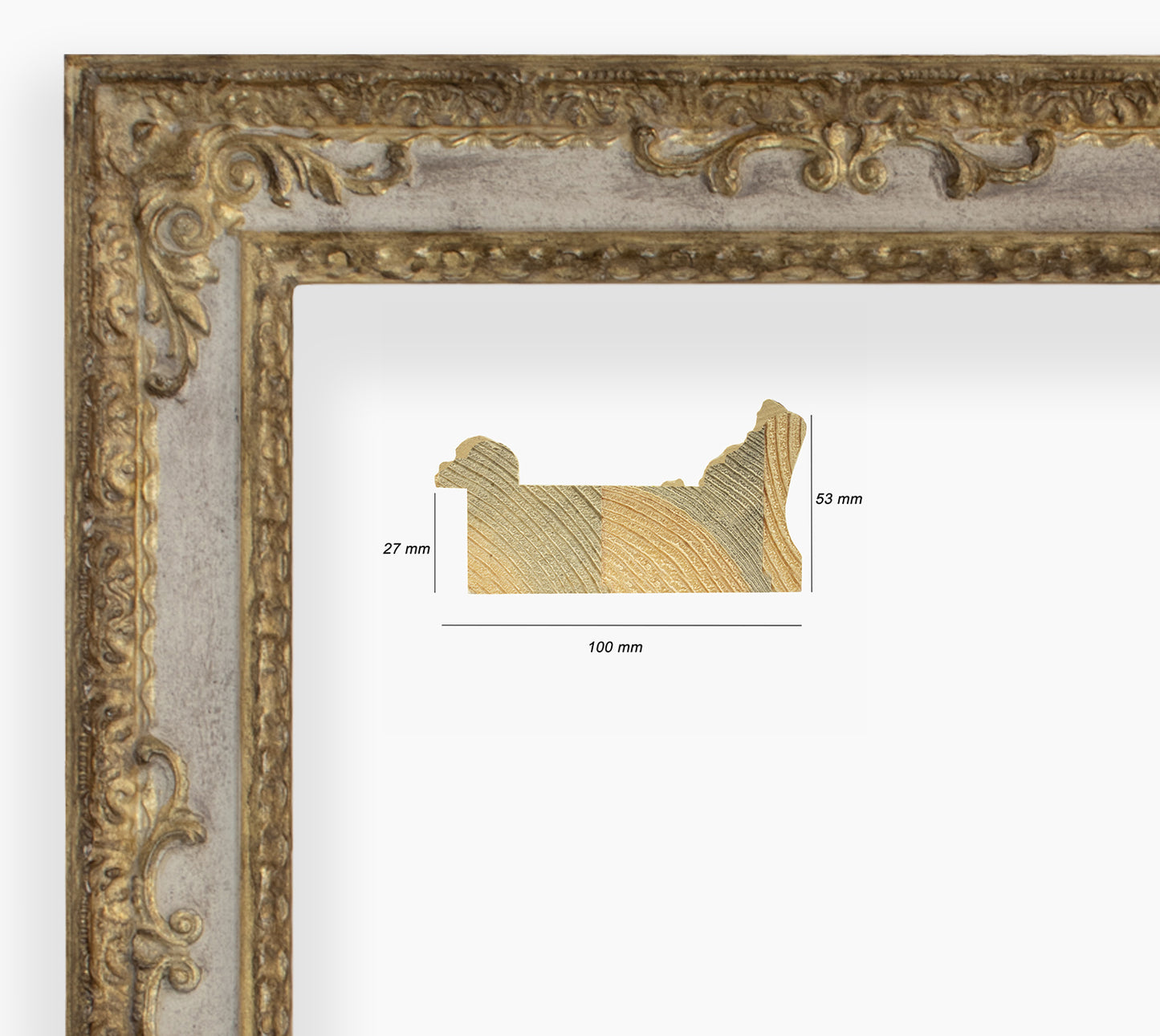 Miroirs ancien sur mesure gris antique et or cor.743.3004