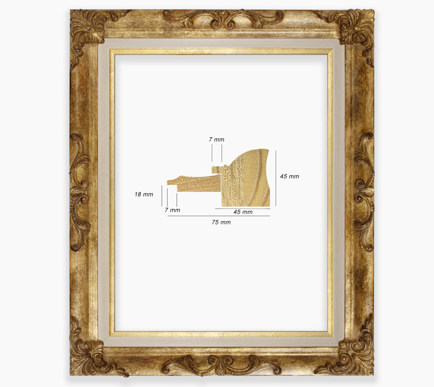 Baroque frame with antique gold leaf COR227230135