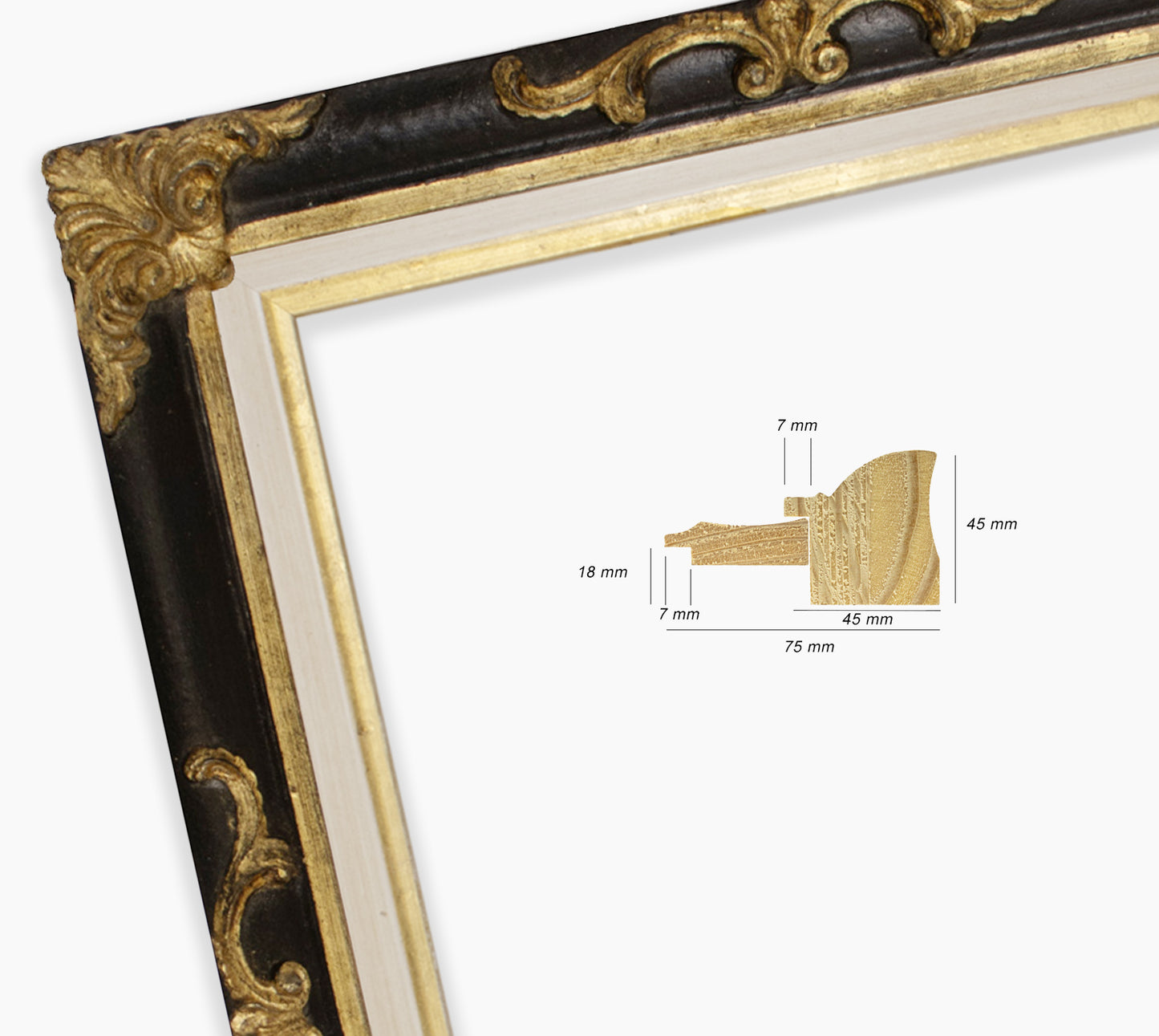 Black baroque frame with gold leaf COR227601135