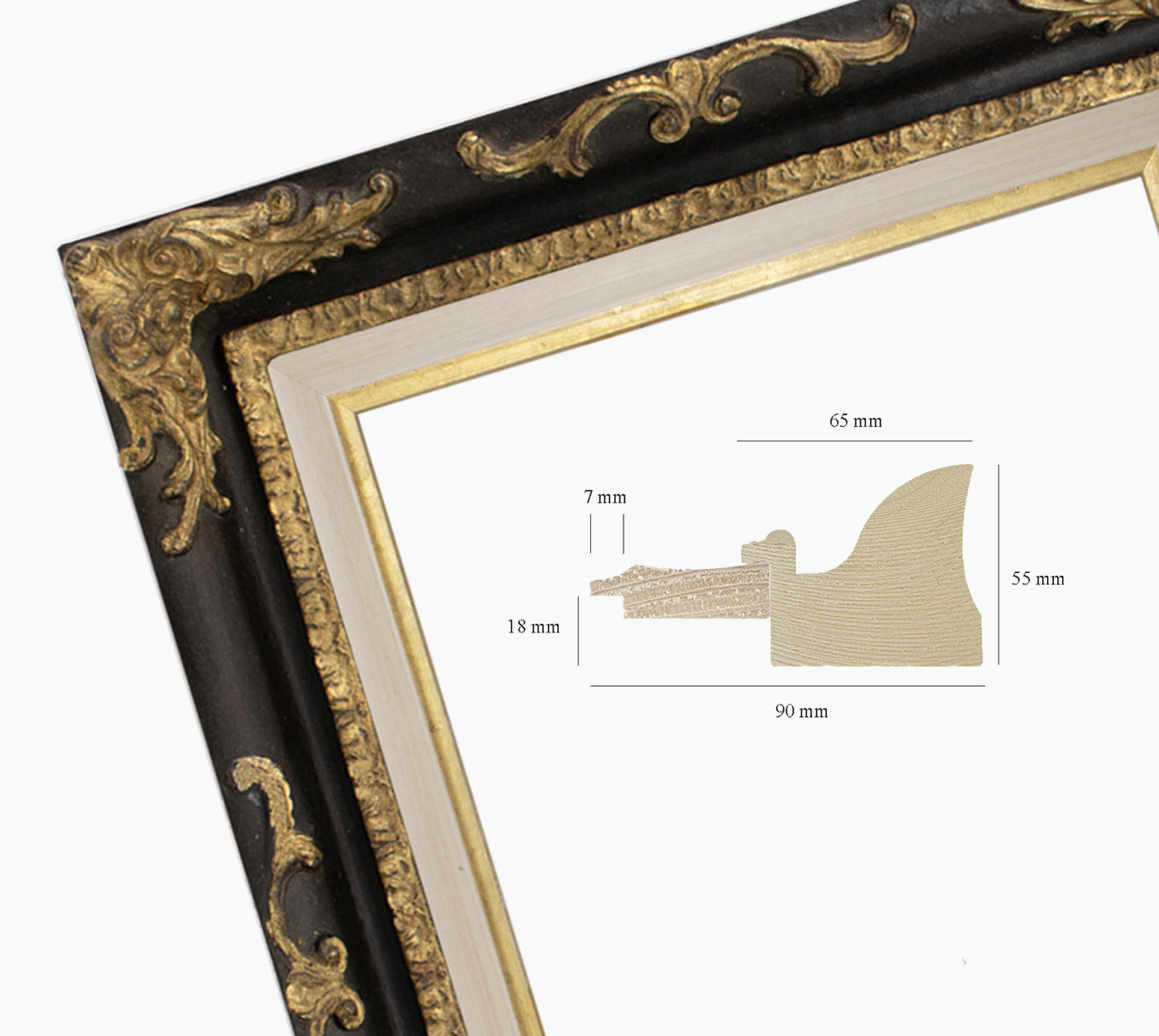 Black baroque frame with gold leaf COR430601135