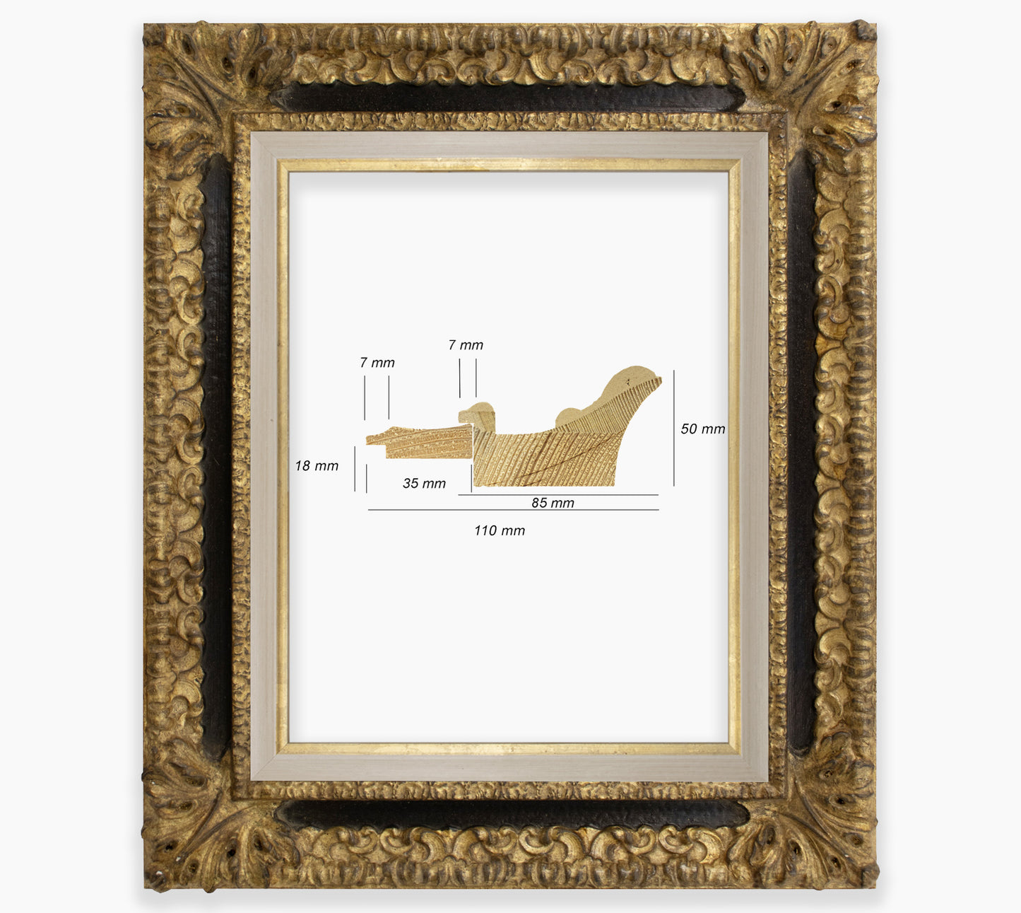 Black baroque frame with gold leaf COR4480601135