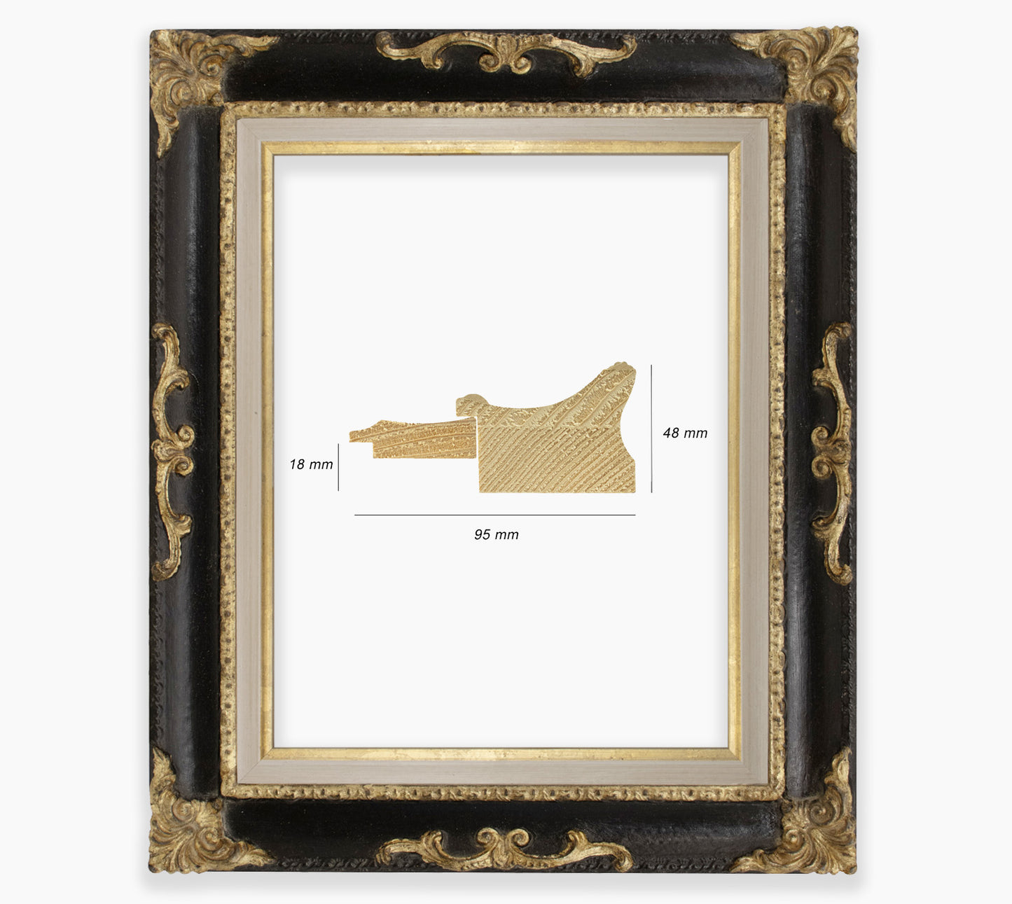 Black baroque frame with gold leaf COR620601135