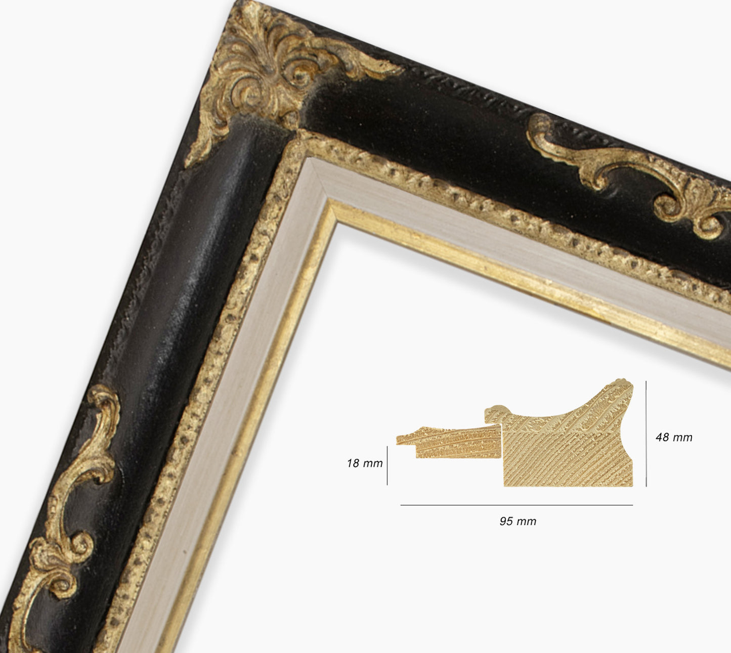 Black baroque frame with gold leaf COR620601135