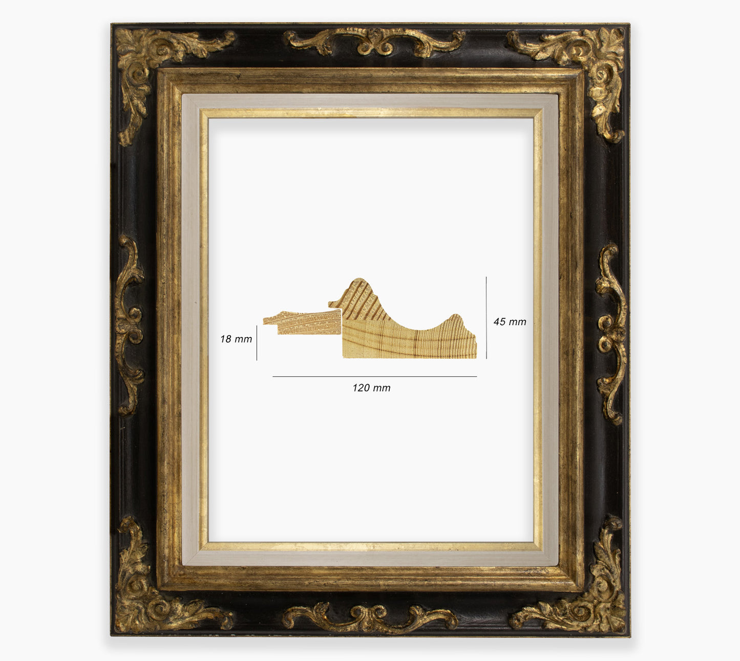 Black baroque frame with gold leaf COR739601135