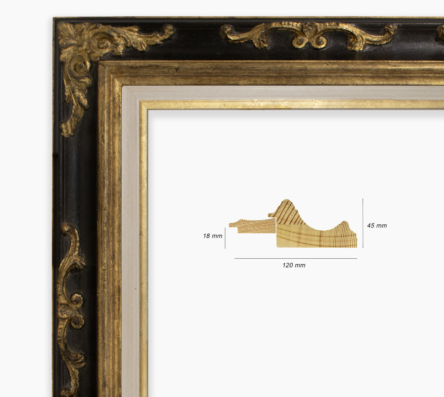 Black baroque frame with gold leaf COR739601135