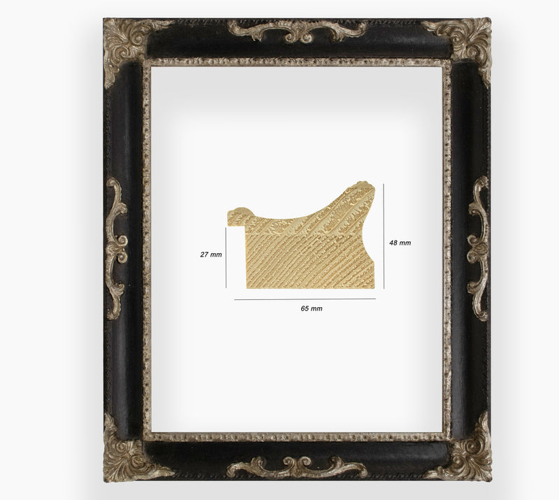 COR.620.602 cadre en bois à la feuille argent gorge noire