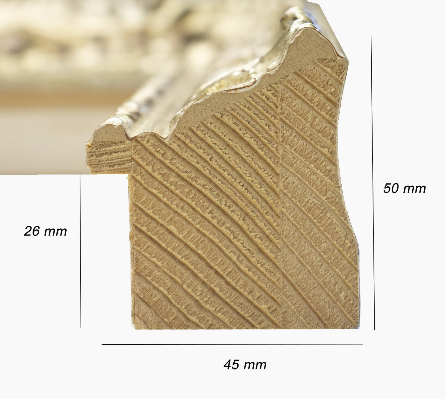 496.011 cadre en bois à la feuille d'argent Largeur 45mm - Hauteur 50mm Artisan cadre by Lombarda cornici S.n.c.