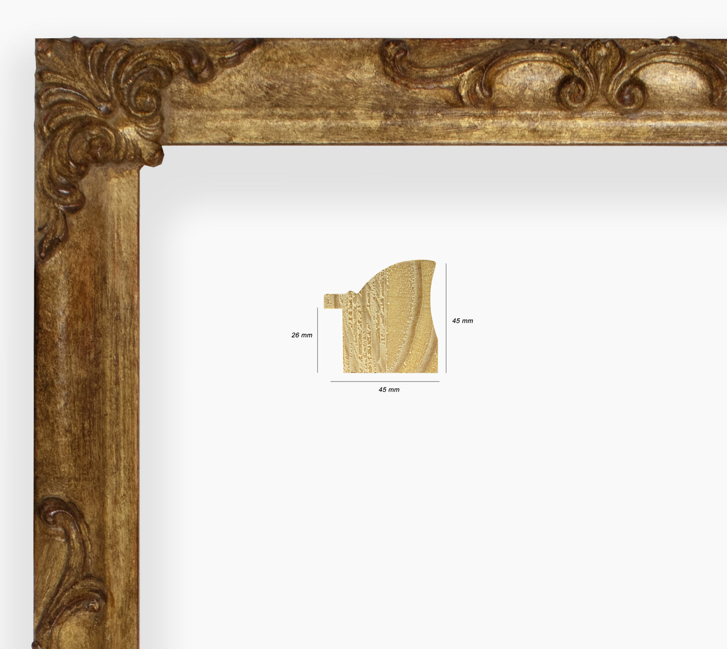 COR.227.230 wooden frame with antique gold leaf