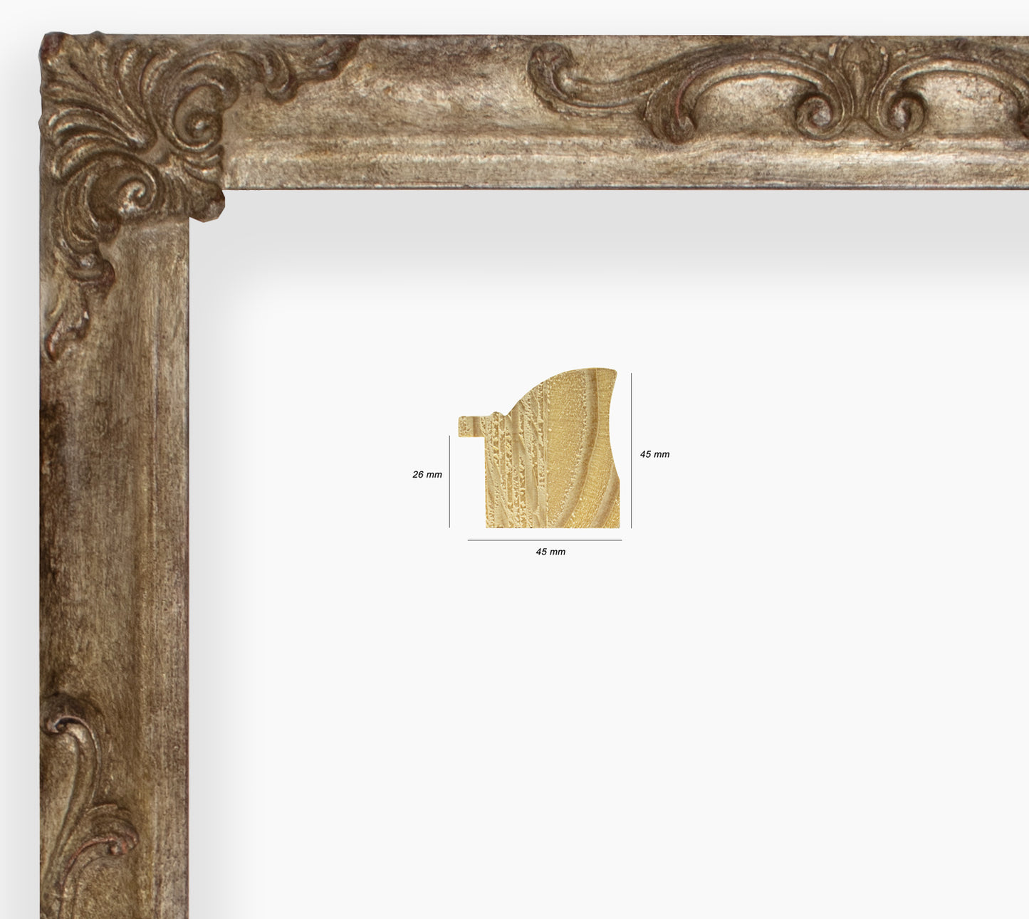 COR.227.231 wooden frame with antique silver leaf