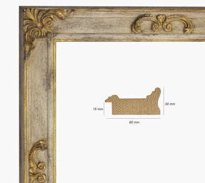 Miroirs ancien sur mesure gris antique et or cor.340.3004
