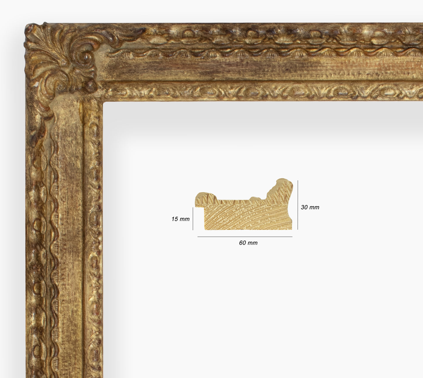 COR.343.230 wooden frame with antique gold leaf