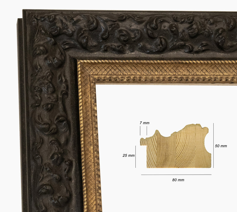Cadre noire et or en bois sur mesure 4497.601