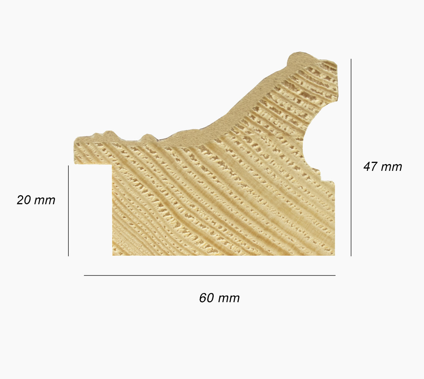630.920 white wooden frame with brown background profile measurement 60x55 mm