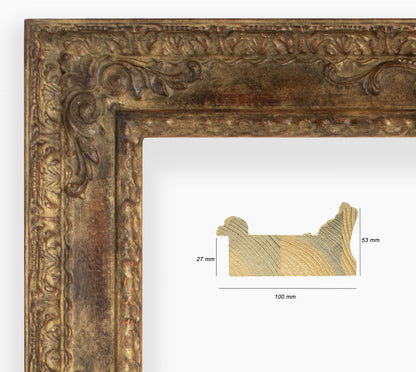 COR.743.230 wooden frame with antique gold leaf