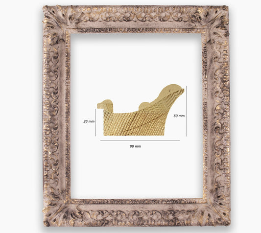 COR.4480.3000 cadre en bois gris tourterelle antique avec de l'or Lombarda cornici S.n.c.