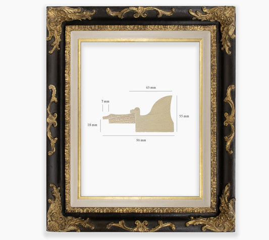 Black baroque frame with gold leaf COR430601135