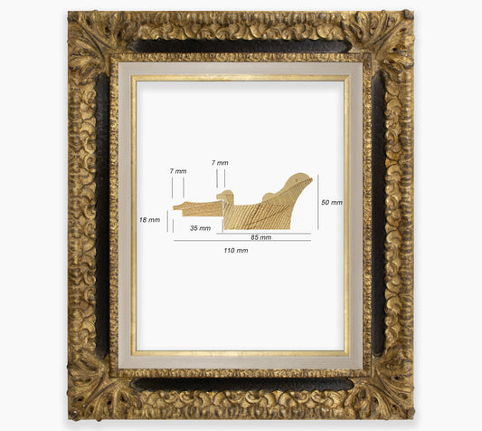 Black baroque frame with gold leaf COR4480601135