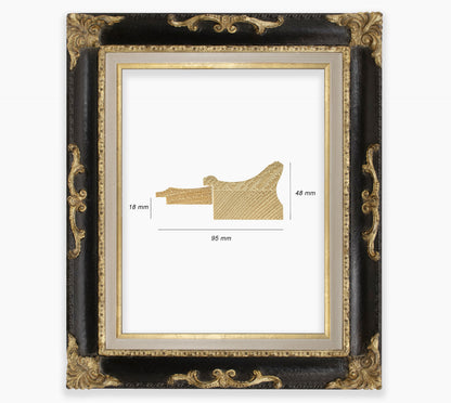 Black baroque frame with gold leaf COR620601135
