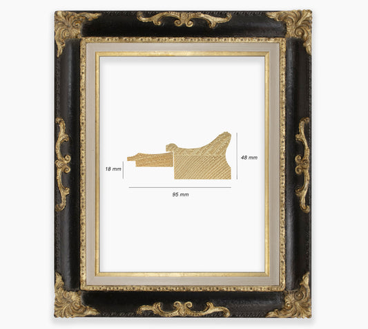 Black baroque frame with gold leaf COR620601135