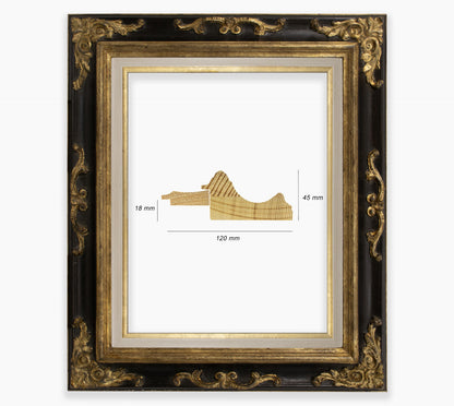 Black baroque frame with gold leaf COR739601135