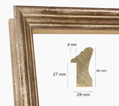 Wooden frame with antique silver leaf art.240.231