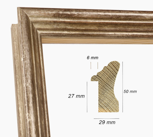Wooden frame with antique silver leaf art.240.231