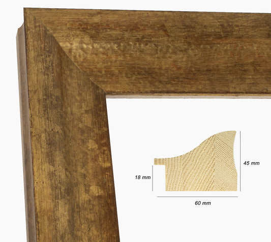 345.230 wooden frame with antique gold leaf profile measurement 60x45 mm
