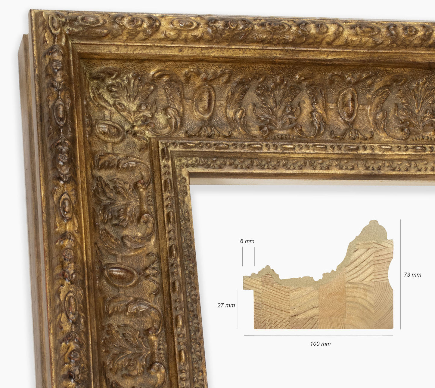 Baroque wooden frame with antique gold leaf 6301.230