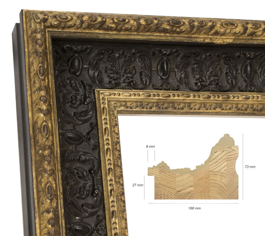 Cadre baroque en bois noir avec fil d'or 6301.601