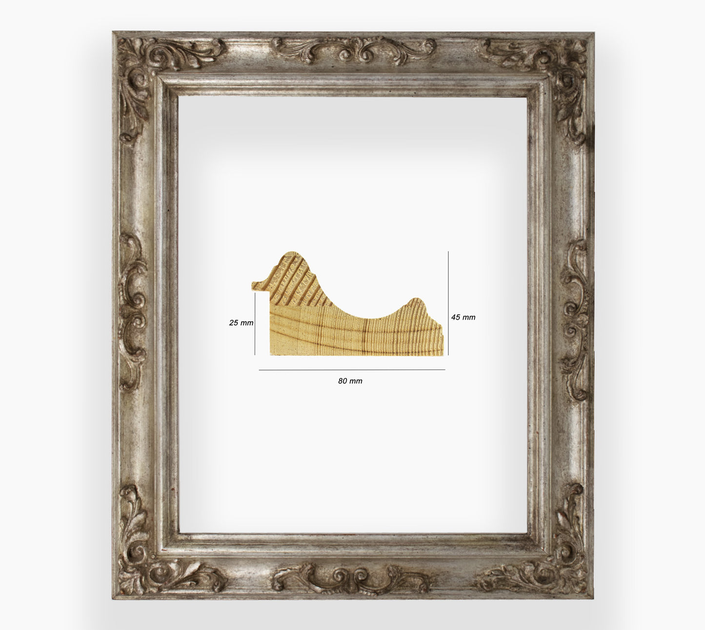 COR.739.011 baroque frame with silver leaf