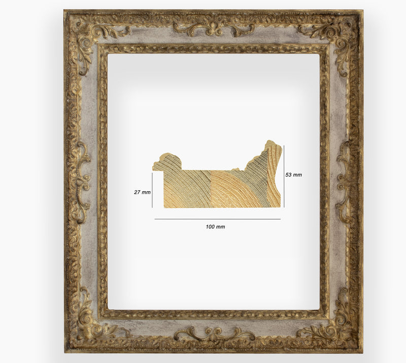 COR.743.3004 gold wood frame dove gray throat